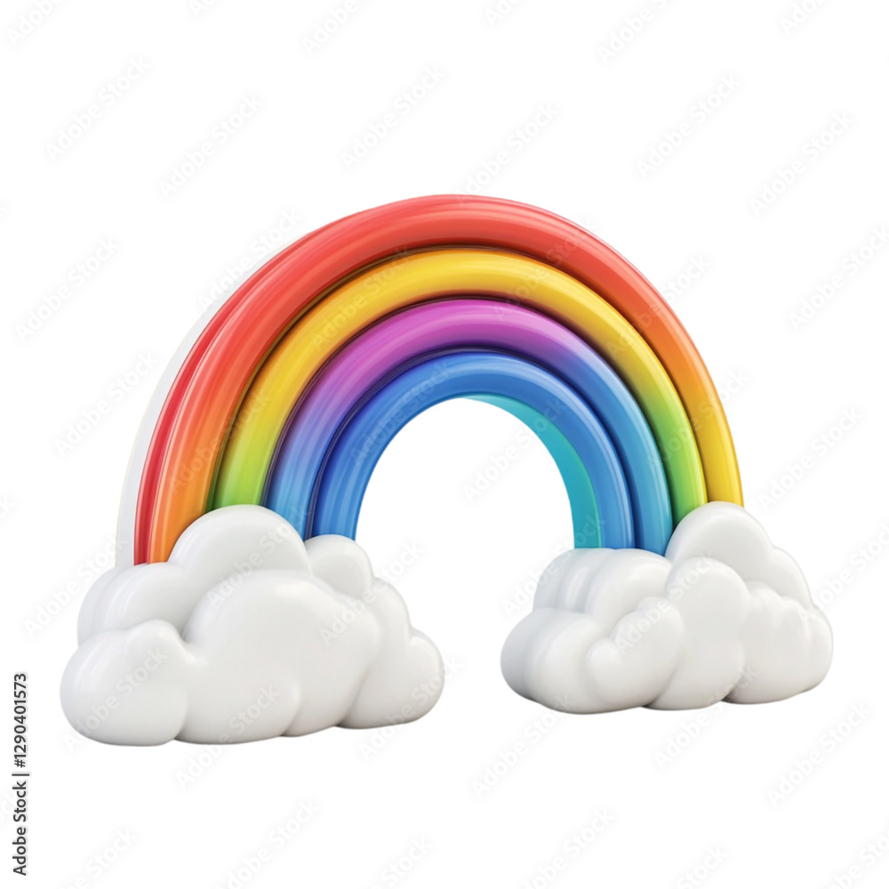 Fototapeta premium Colorful Rainbow Arch on Clouds Happy Childish Design,