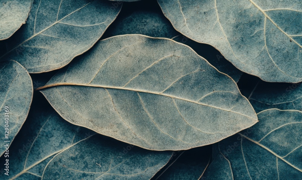 Obraz premium Dark blue leaves background, nature texture, botanical pattern, design element