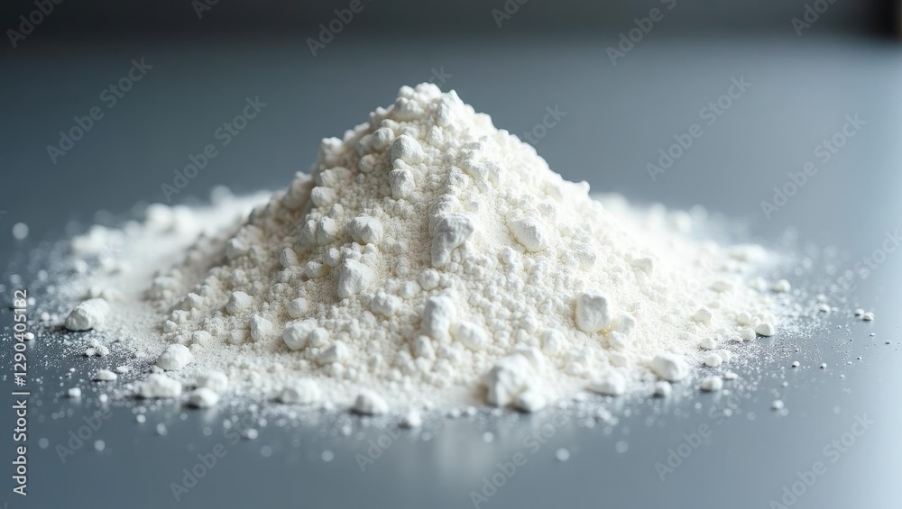 Magnesium powder. Powder is white and has lot of powder on it Magnesium powder. Powder is white and has lot of powder on it