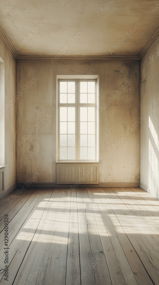 Empty Room with Sunlight and Wooden Floor Empty Room with Sunlight and Wooden Floor