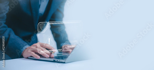 alert cyber attack, symbol threat on the network. concept of a security warn system for hacker attacks, warning sign error 404 on the website. crime and vulnerability on the internet