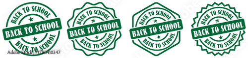 Back to school round circle badge collection. Studies after the holidays. Back to school rubber stamp badge vector set education seal emblem isolated. Back to School Green Stamp Badge Set Educational.