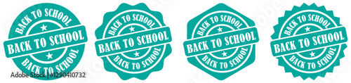 Back to school insignia collection set on white background. Back to school rubber stamp. Retro school label design. Circular back to school stamp. Classic round school sticker. Vector illustration
