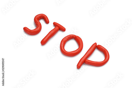 Red word STOP made of play ...