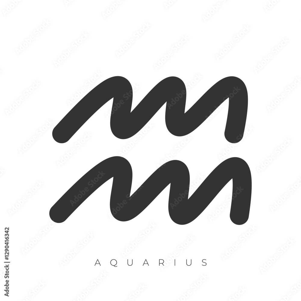 Aquarius zodiac sign line art symbol vector illustration isolated on white background Aquarius zodiac sign line art symbol vector illustration isolated on white background