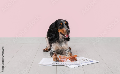 Cute cocker spaniel with su...
