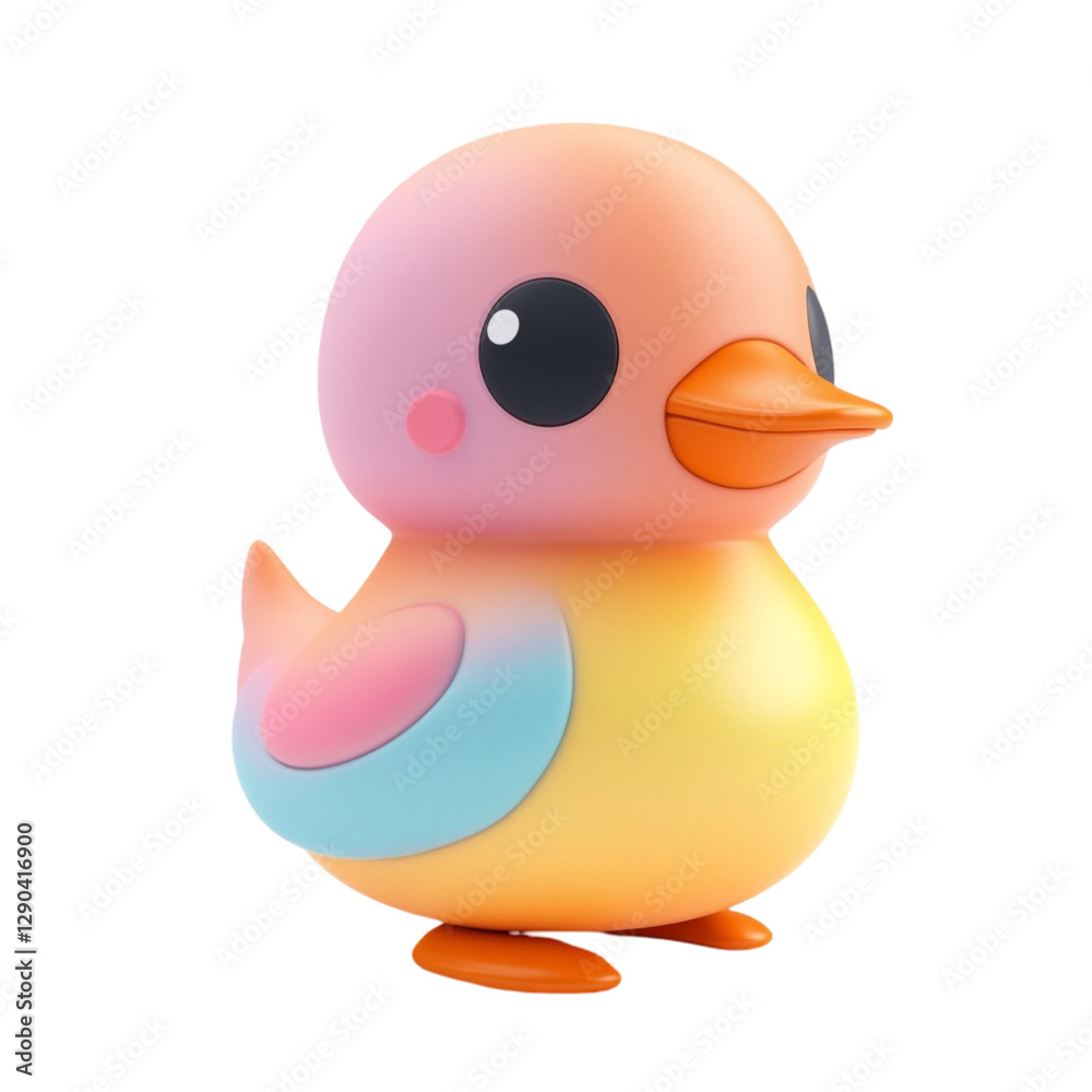 Cute pastel bird cartoon character 3D render,