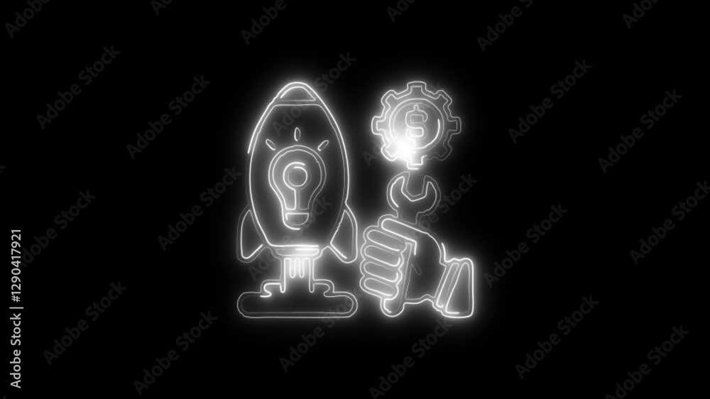Glowing neon Project icon isolated on black background. HD Video motion graphic animation Glowing neon Project icon isolated on black background. HD Video motion graphic animation