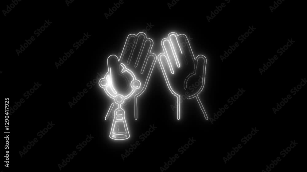 Glowing neon Religion icon isolated on black background. HD Video motion graphic animation