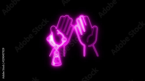 Glowing neon Religion icon isolated on black background. HD Video motion graphic animation