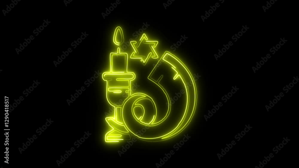 Glowing neon Ritual icon isolated on black background. HD Video motion graphic animation