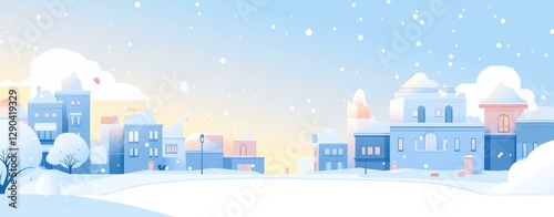 A sky blue color palette and a white background. The design features simple shapes and a minimalistic style. The light blue sky has the sun shining on it.