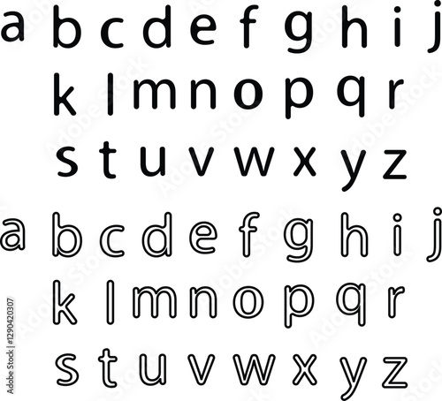 English alphabet font in a black symbol. Alphabets a to z letters text vector icon set design Vector