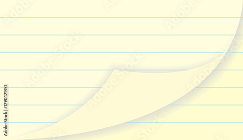vector illustration of a stack of lined writing paper, curved corners at the bottom, documents, notes or stationery.