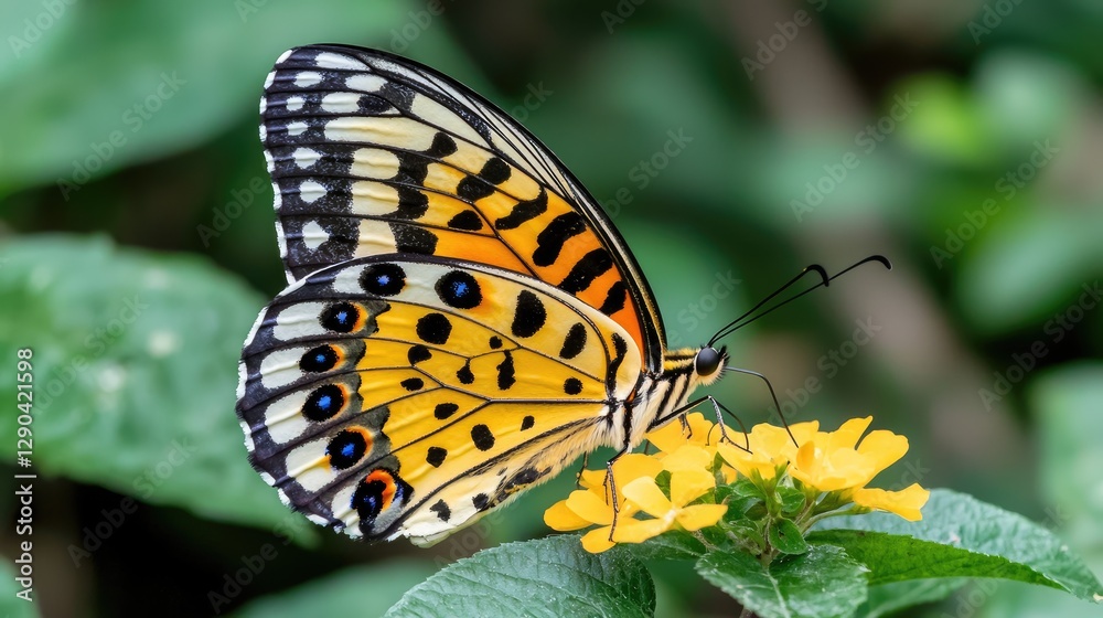Obraz premium Closeup of colorful butterfly on flower
