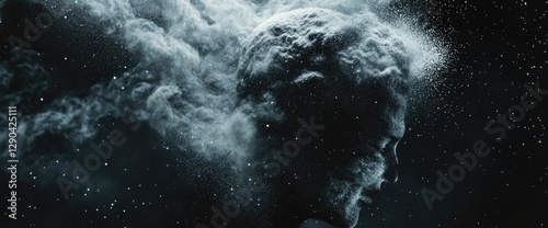 Pile of white powder isolated on a white background, close-up view.