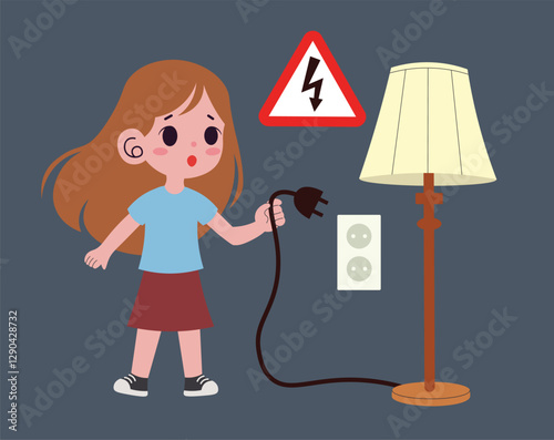 Kid Aware of Electric Short Cut Danger Cartoon