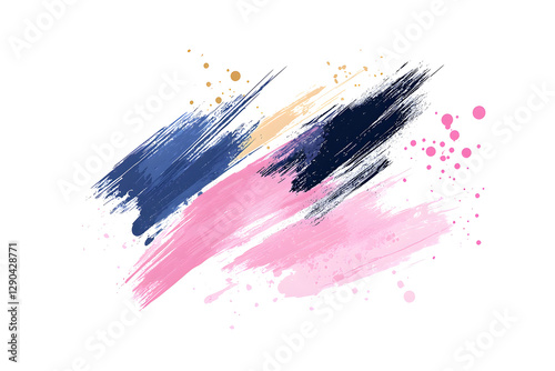 Dynamic summer brush strokes art abstract paint splashes grunge style colorful design