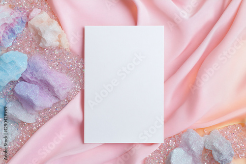 Blank Invitation card mockup on a costal beach for Mermaid party.