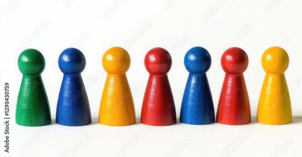 A colorful row of game pieces stands tall, each one a vibrant testament to the joy of competition and simple pleasures. A colorful row of game pieces stands tall, each one a vibrant testament to the joy of competition and simple pleasures.