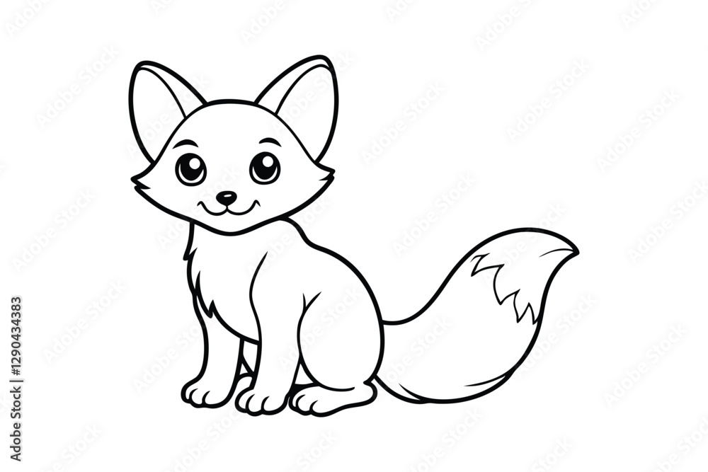 Obraz premium Line art of a cute baby fox designed for coloring page.eps