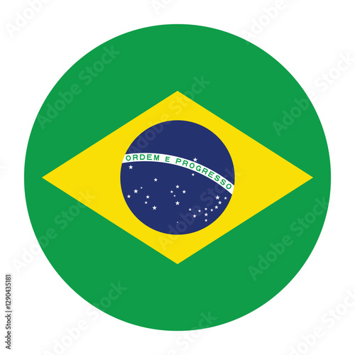 Brazil circle flag logo icon digital vector illustration