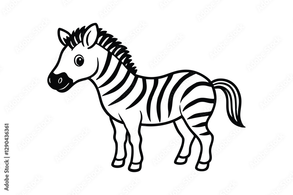 Fototapeta premium Line art of a small baby zebra designed for coloring page.eps