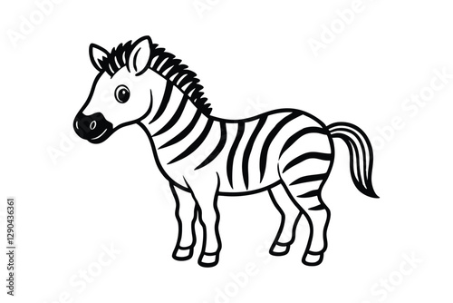 Line art of a small baby zebra designed for coloring page.eps