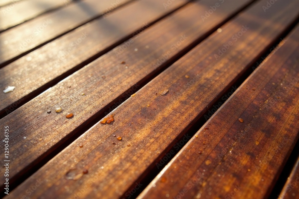 Golden Hour Illumination on a Richly Textured Wooden Surface with Subtle Liquid Accents Golden Hour Illumination on a Richly Textured Wooden Surface with Subtle Liquid Accents