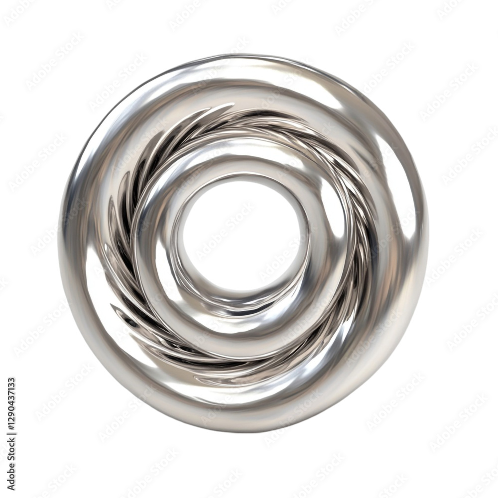 Silver metallic swirling torus abstract art design, Silver metallic swirling torus abstract art design,