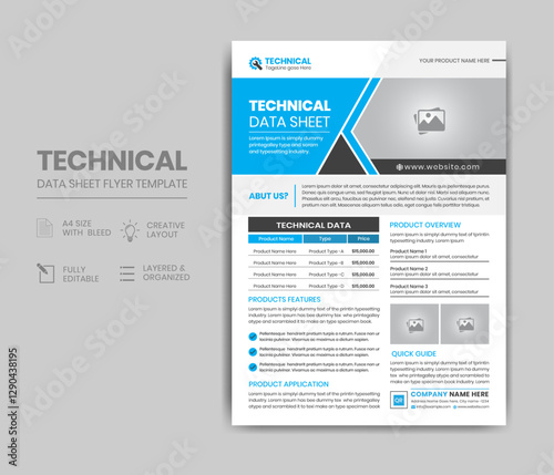 Technical Data Sheet Flyer Template Design
