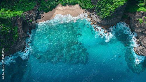 Secret Escape: Birds-Eye View of a Hidden Beach Between Two Cliffs