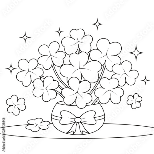 Clover pot, St. Patricks Day Coloring Page for Kids