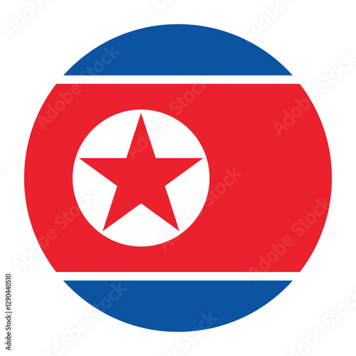 North Korea circle flag logo icon digital vector illustration