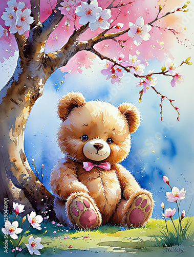 teddy bear with flowers