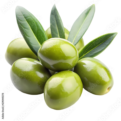 Green Olives: Fresh, Ripe & Ready isolated on transparent background