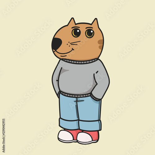 Chill Cat Meme, Chill Guy Meme Sticker Vector Cute Illustration
