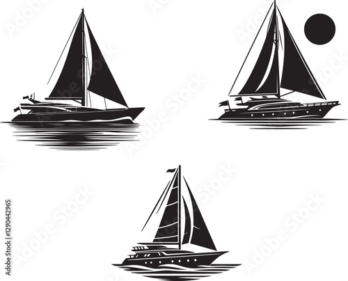 yacht icons on white