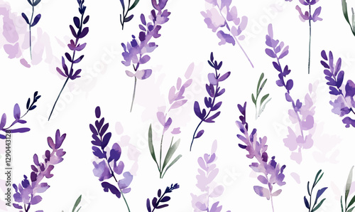 Seamless Watercolor Lavender Floral Pattern for Wallpaper and Textiles