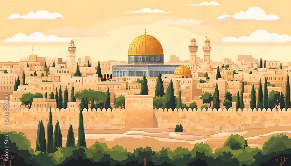 Fototapeta premium Jerusalem Old City, Dawn, Religious Landmark