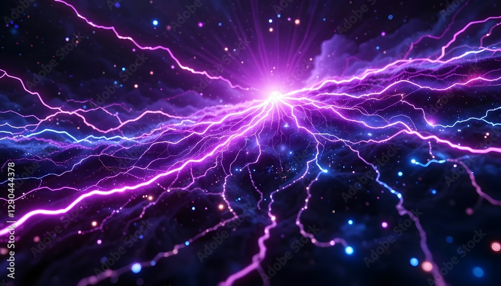 Obraz premium Cosmic Energy Abstract Background With Lightning