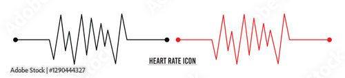 Heart rate monitor line vector. Heart rate pulse rhythm line with editable stroke. isolated on white background. Vector illustration in eps 10.