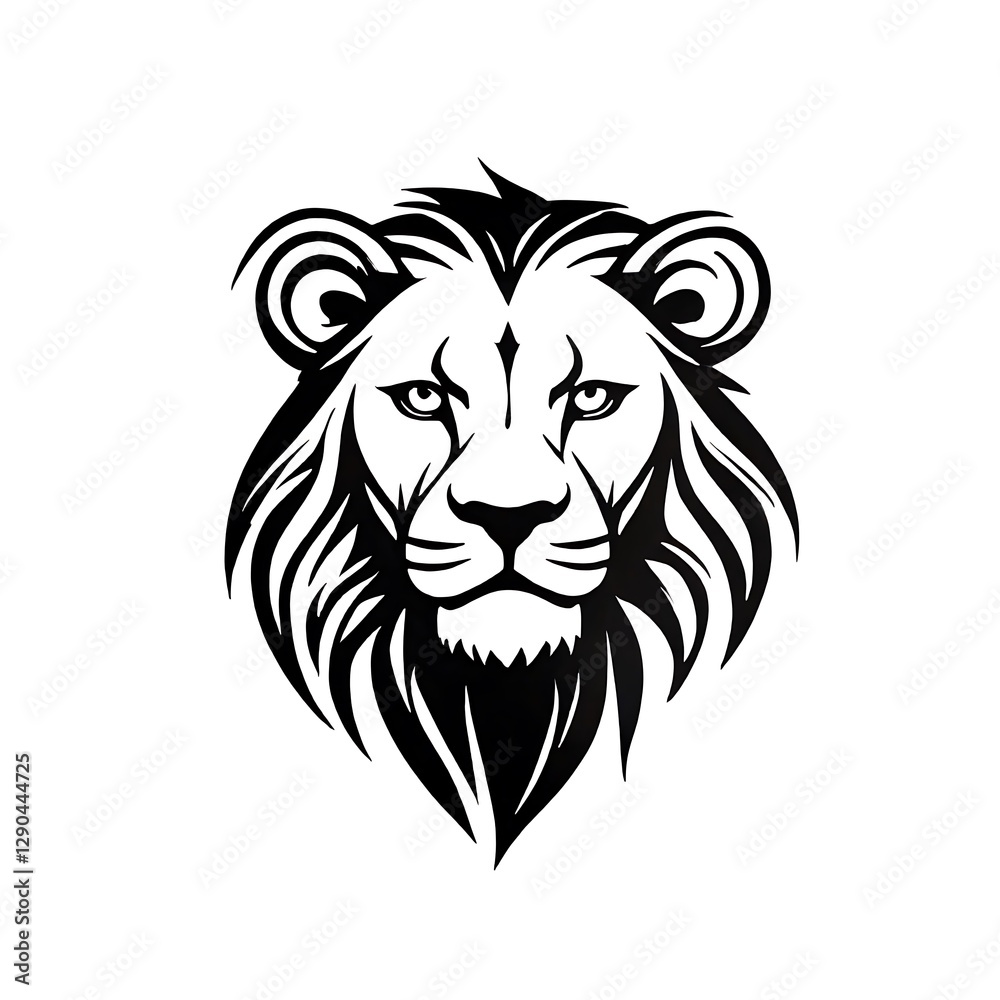 Fototapeta premium Lion with a mane and a long tail. Coloring. Vector. Illustration. Sketch