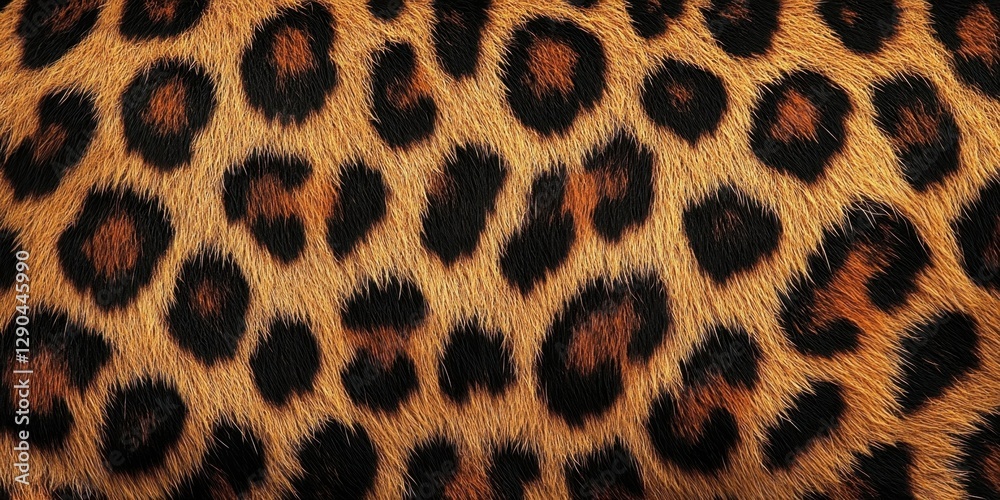 Leopard print texture featuring distinct black and brown spots on a golden yellow background captured in a seamless repeating pattern. Leopard print texture featuring distinct black and brown spots on a golden yellow background captured in a seamless repeating pattern.