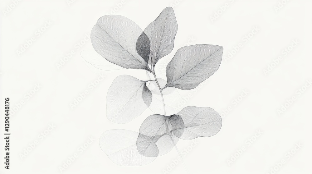 A botanical line art print with elegant floral details