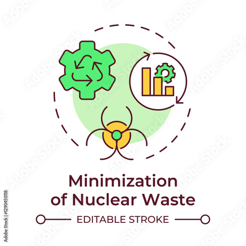 Minimization of nuclear waste multi color concept icon. Reducing amount and hazard of radioactive materials. Round shape line illustration. Abstract idea. Graphic design. Easy to use in article