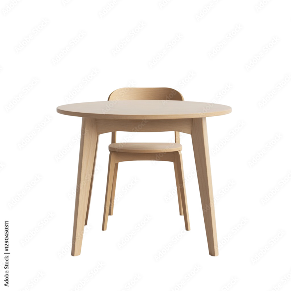 Round wooden table and chair set minimalist design kids furniture