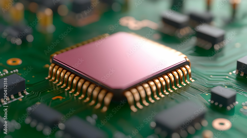 Close-up of a Microchip on Circuit Board Close-up of a Microchip on Circuit Board