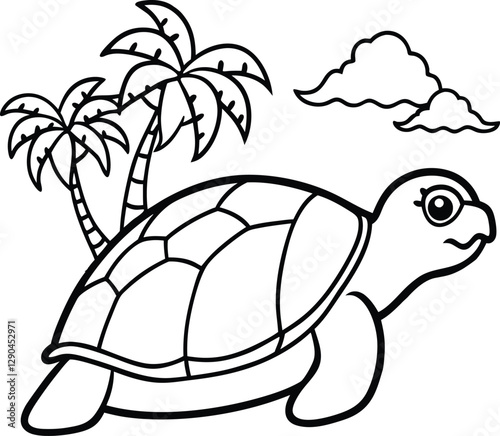Slow and Steady A Peaceful Turtle on a Sandy Beach