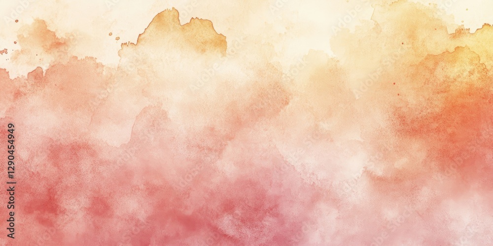 Obraz premium Soft watercolor gradient in warm tones of peach, orange, and subtle red blending together in a dreamy abstract background.